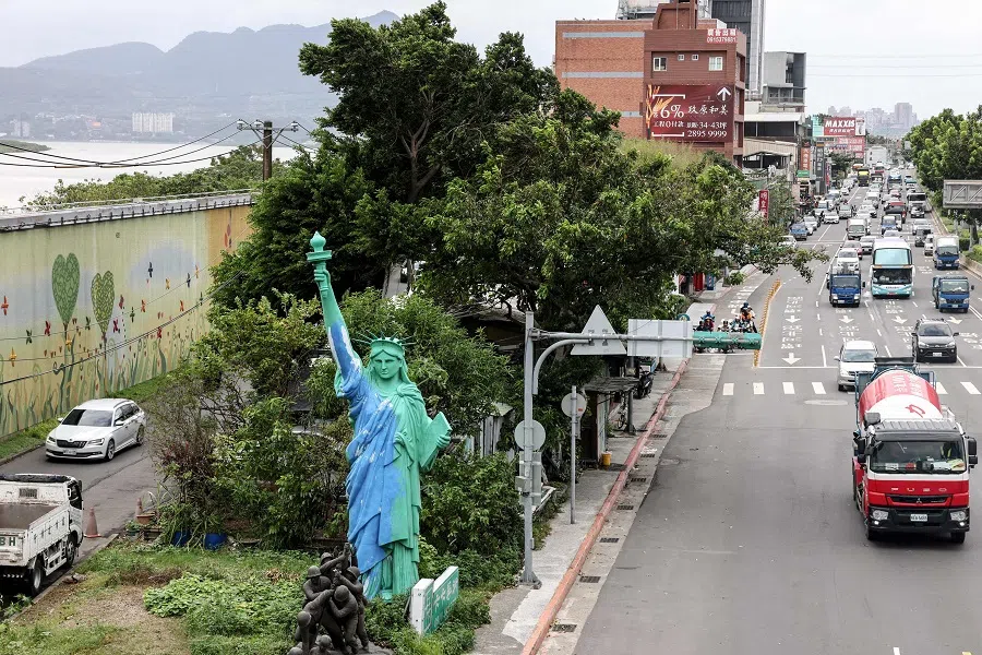 A replica of the Statue of Liberty is seen on a street in Taipei on 6 November 2024.