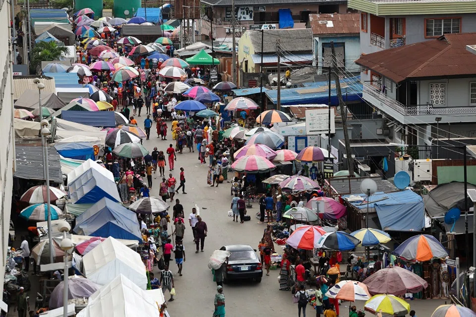 A general view of Tejuosho Market in Yaba, in Nigeria’s commercial capital Lagos, Nigeria, on 15 April 2025. (Sodiq Adelakun/Reuters)