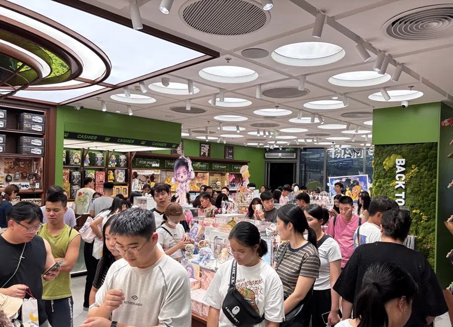 A packed Pop Mart store in Guangzhou. (Li Kang/SPH Media)