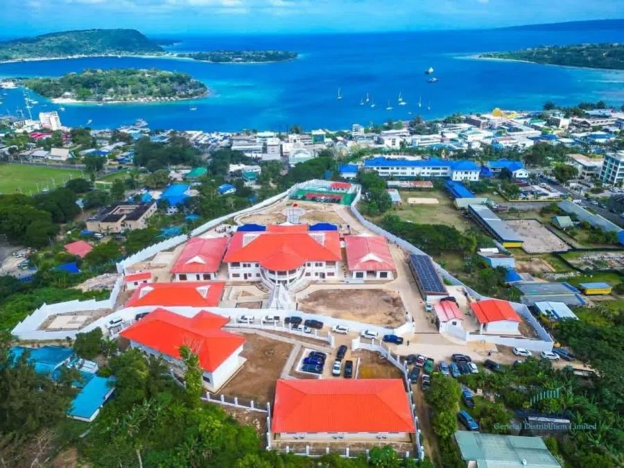 The China-built presidential palace sits atop Vanuatu’s capital Port Vila overlooking its bay. (Photo provided by Brej Media)