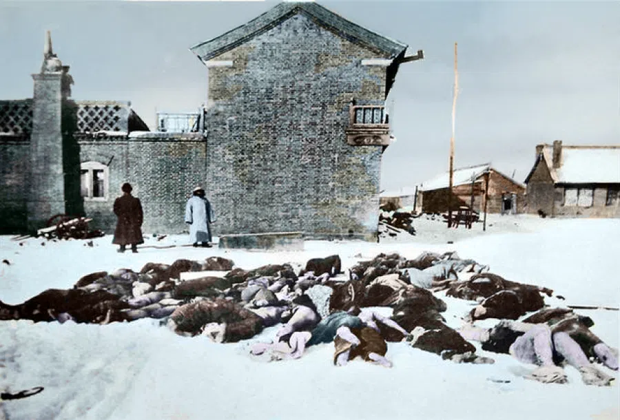 Bodies lie in the snow. (Internet)