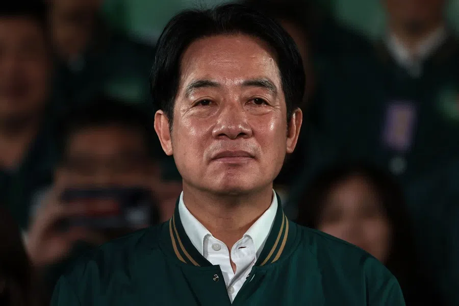 Taiwan's President-elect William Lai Ching-te attends a rally outside the headquarters of the Democratic Progressive Party (DPP) in Taipei on 13 January 2024, after winning the presidential election. (Yasuyoshi Chiba/AFP)