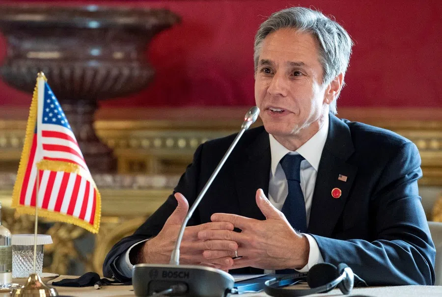 US Secretary of State Antony Blinken is shown at a meeting with Italian President Sergio Mattarella (not pictured) at Quirinale Palace in Rome, Italy, 28 June 2021. (Paolo Giandotti/Presidential Press Office/Handout via Reuters)