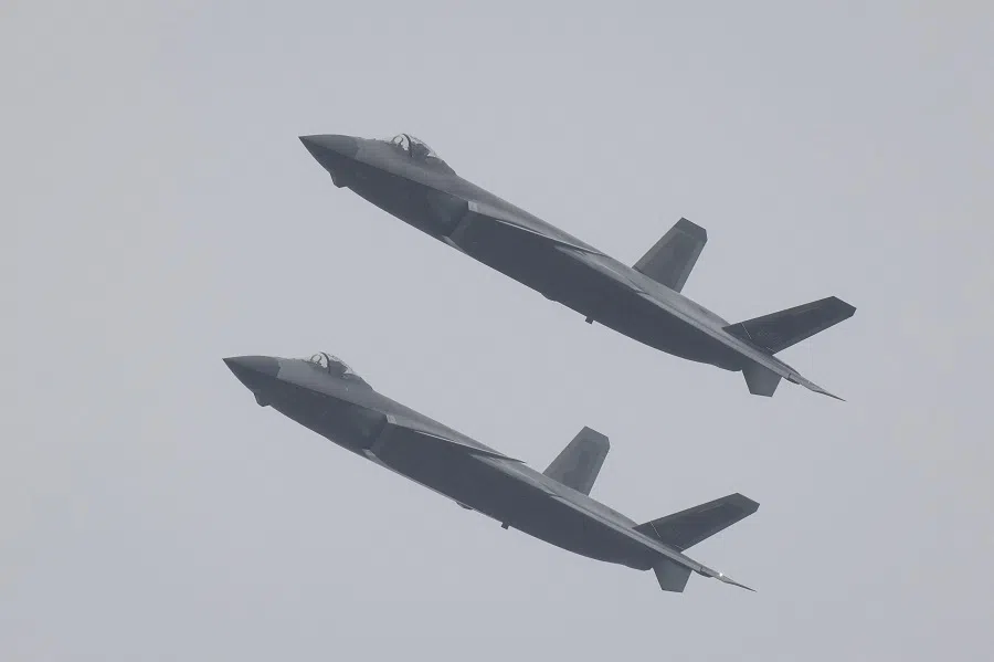 Chinese-made J-20 stealth fighters fly during the 15th China International Aviation and Aerospace Exhibition in Zhuhai, Guangdong province, China on 13 November 2024. (Stringer/AFP)