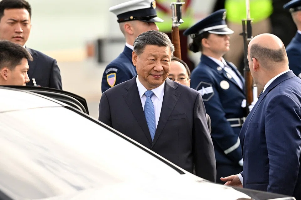 Chinese President Xi Jinping arrives at San Francisco International Airport to attend the Asia-Pacific Economic Cooperation (APEC) Leaders' Week in San Francisco, California, US, on 14 November 2023. (Frederic J. Brown/AFP)