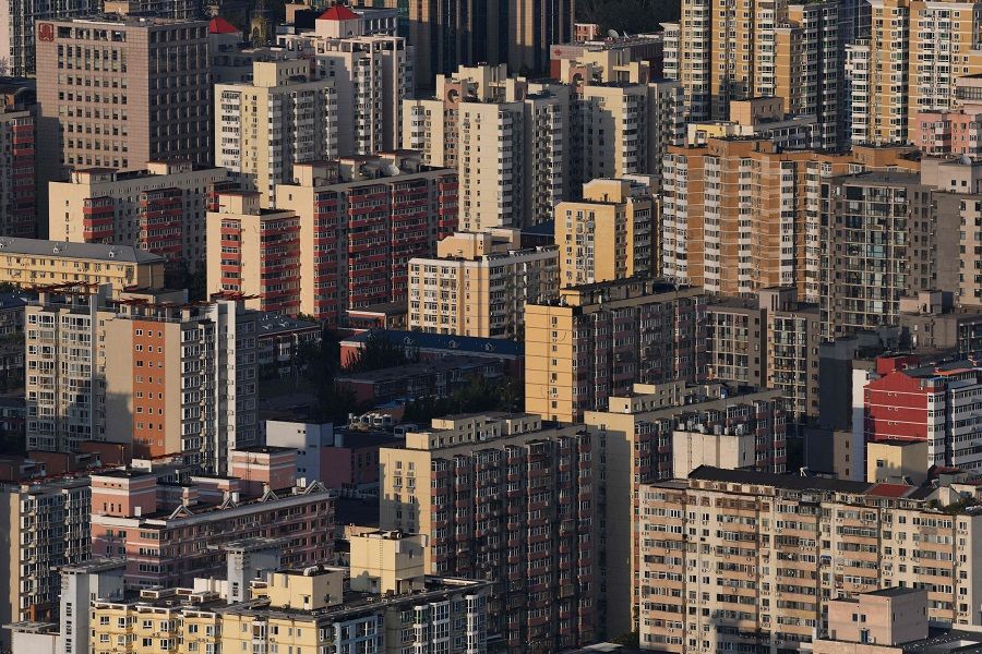 Residential buildings are seen in Beijing, China, on 17 September 2021. (Greg Baker/AFP)