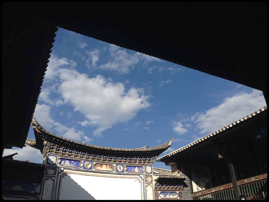 View of the "reflecting wall" in an old Bai minority house, currently restored and in use as the Linden Centre, an educational retreat in Xizhou village, Yunnan province.