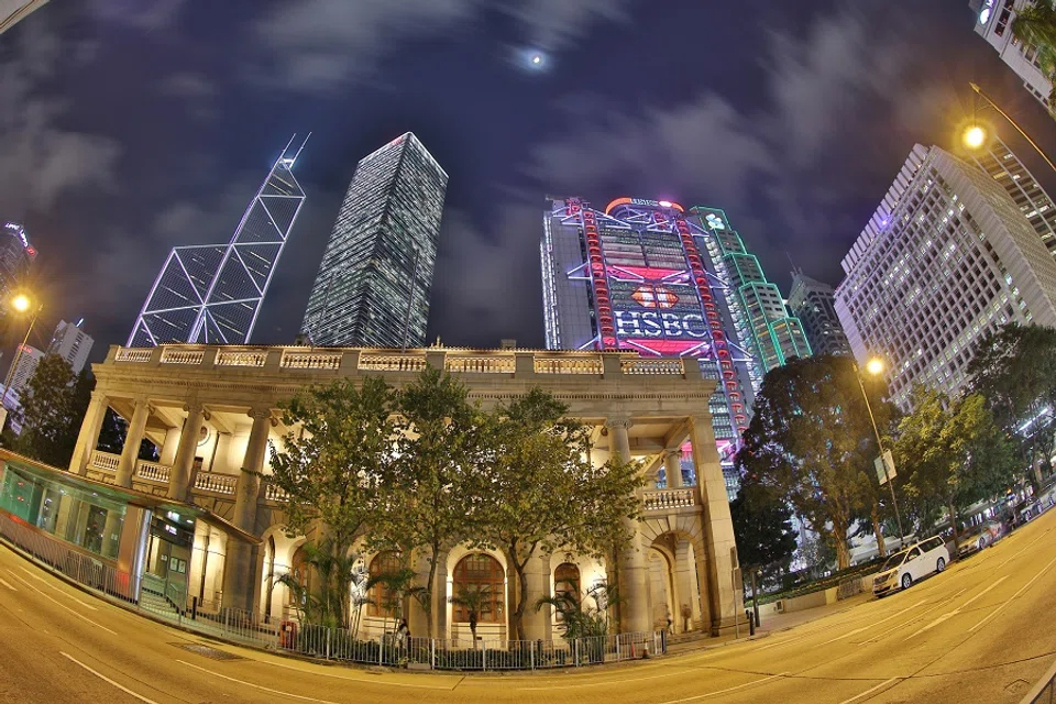 The Hong Kong Legislative Council Building, standing in the shadow of business towers in the CBD. (iStock)