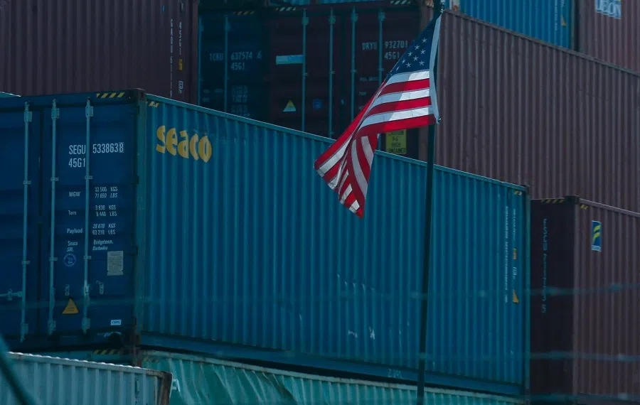 Shipping containers are stored at the Port Newark Container Terminal in Newark, New Jersey, on 21 July 2022. (Kena Betancur/AFP)