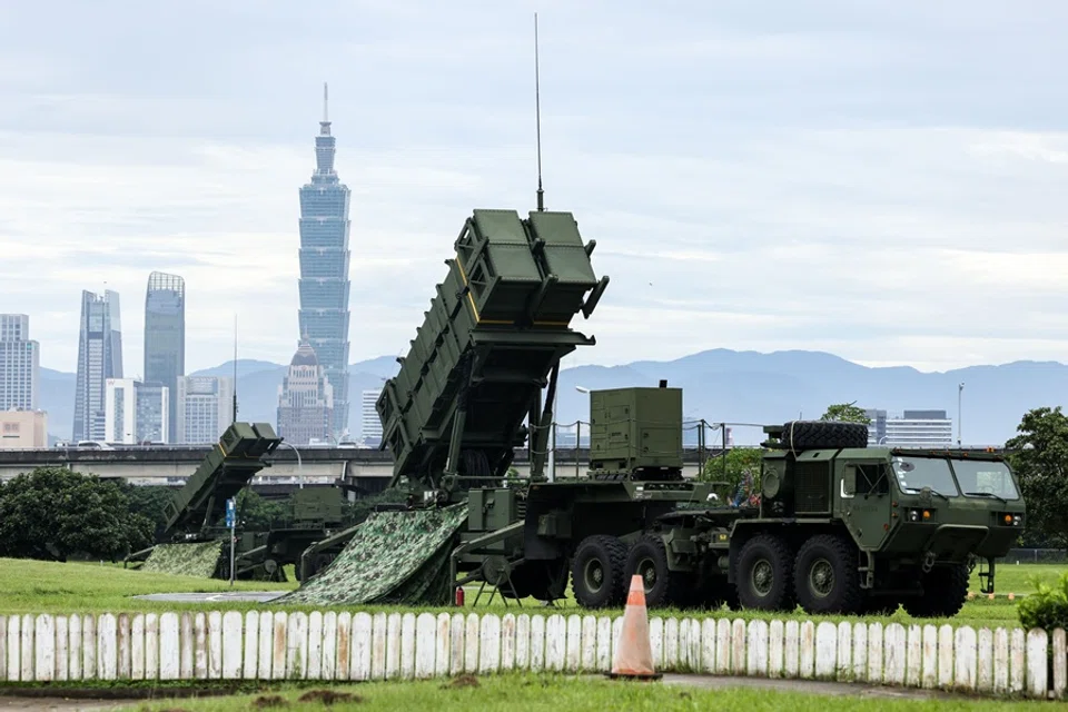 An Air Force Patriot missile system is deployed at a park during Taiwan’s annual Han Kuang military exercise in Taipei on 11 July 2025. (I-Hwa Cheng/AFP)