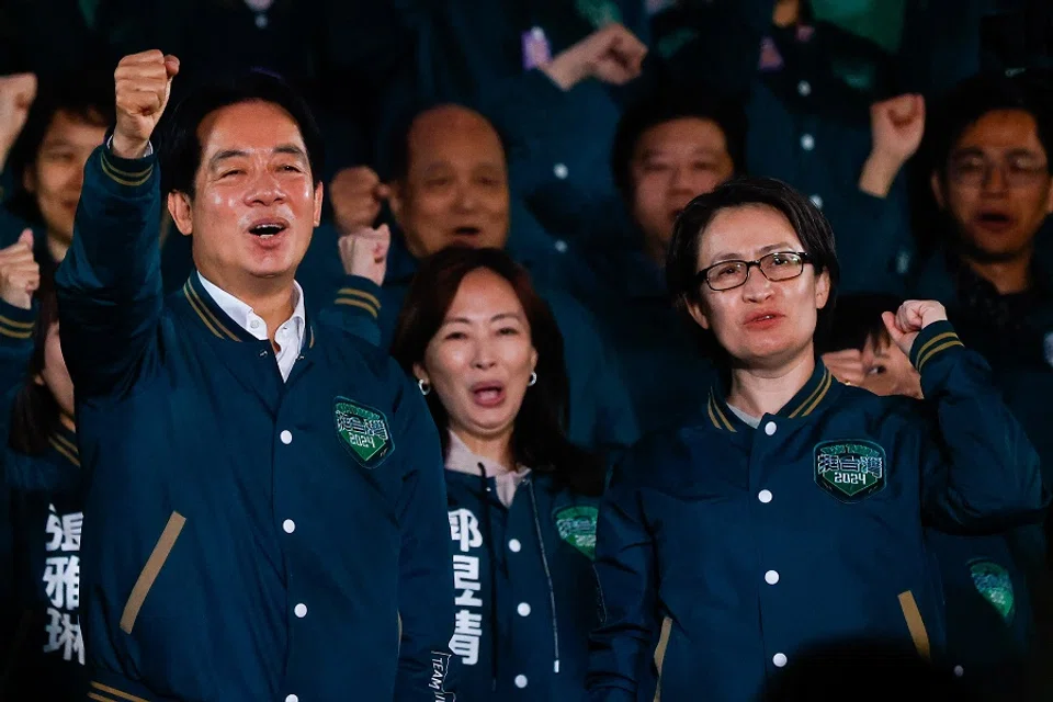 Taiwan President-elect Lai Ching-te, of Democratic Progressive Party's (DPP) and his running mate Hsiao Bi-khim attend a rally following the victory in the presidential elections, in Taipei, Taiwan, 13 January 2024. (Ann Wang/Reuters)