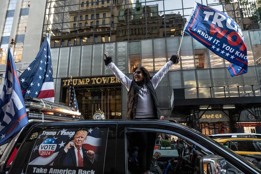People participate in a car caravan in support of US President-elect Donald Trump on 9 November 2024 in New York City, US. (Stephanie Keith/Getty Images/AFP)