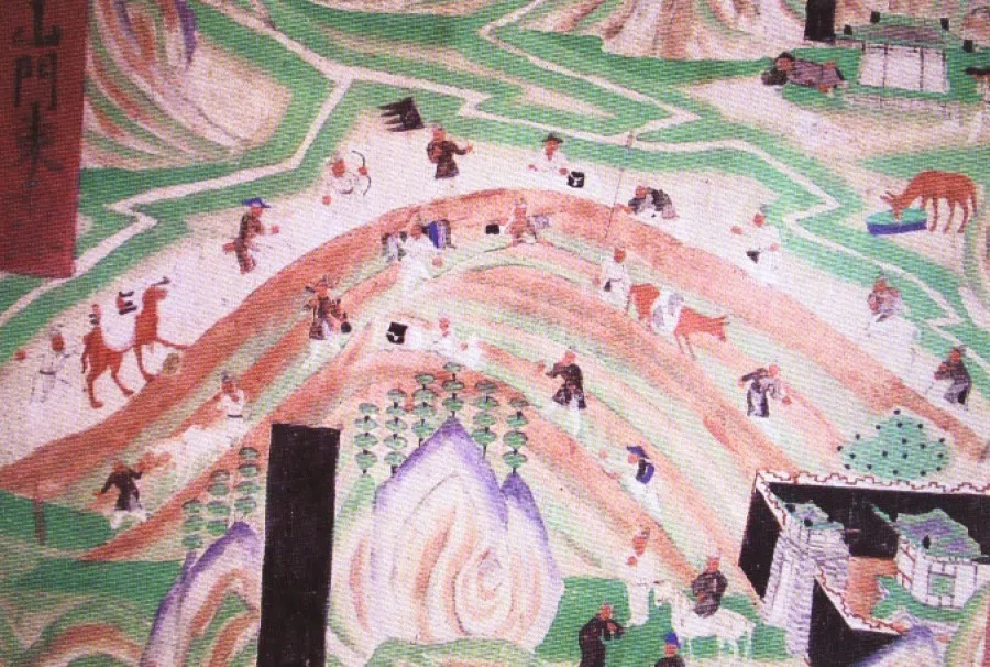 A cave painting in Dunhuang showing traders on the Silk Road. (Wikimedia)
