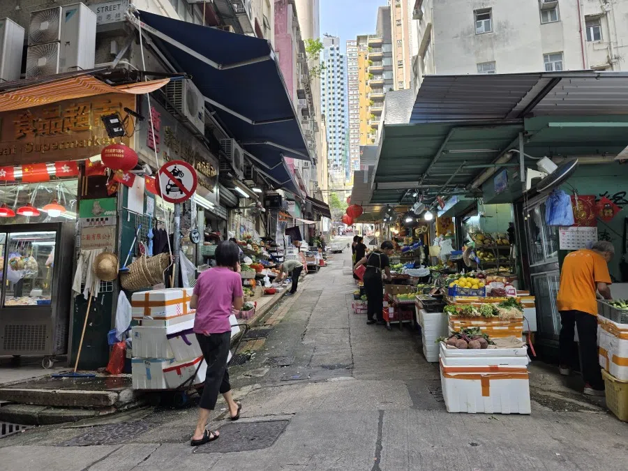 The street market in Central district is still there, minus the crowd and energy. (Candice Chan/SPH Media)