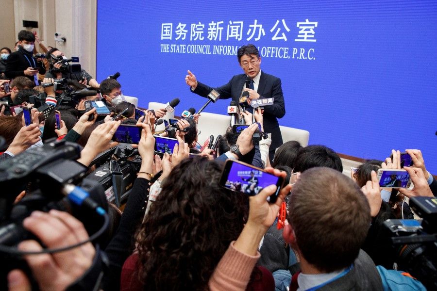 Gao Fu at a press briefing at the State Council Information Office in Beijing, 26 January 2020. Some people have defended Gao, saying that he has brought attention to the coronavirus. (Thomas Peter/Reuters)