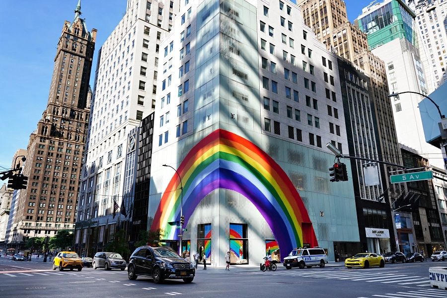 An exterior view of Louis Vuitton on Fifth Avenue as the city moves into Phase 2 of re-opening from the coronavirus pandemic on 21 June 2020 in New York City. (Cindy Ord/Getty Images/AFP)