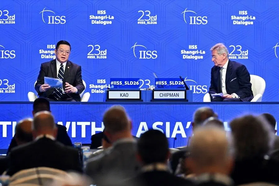 Dr Kao Kim Hourn, secretary-general of ASEAN, speaks at the Shangri-La Dialogue in Singapore, on 30 May 2026.