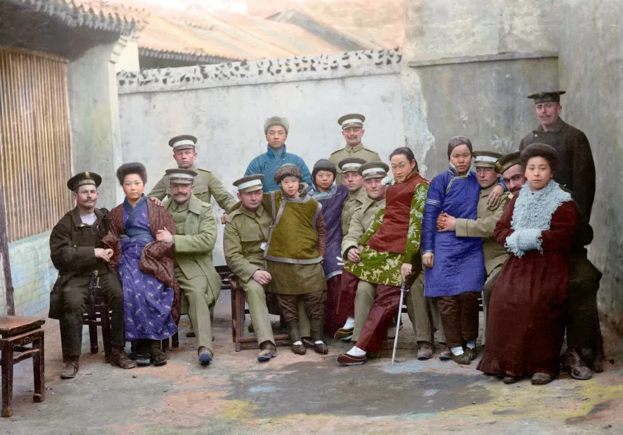 Officers of the Austro-Hungarian Navy in a brothel in Beijing, 1903. They kept such photos in their private collection to brag to friends back home.