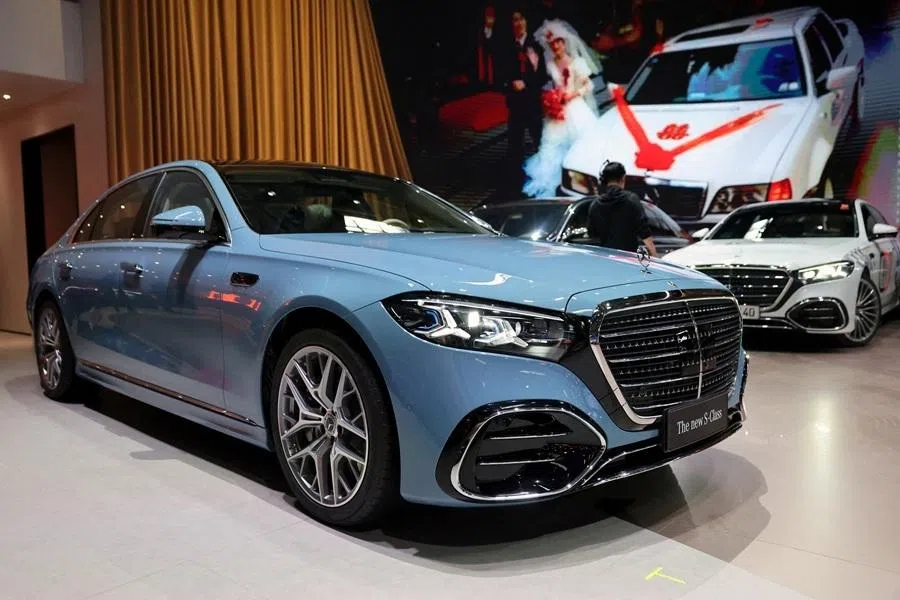 The new Mercedes-Benz S-Class on display at the Beijing International Automotive Exhibition (Auto China), in Beijing, China, on 24 April 2026.
