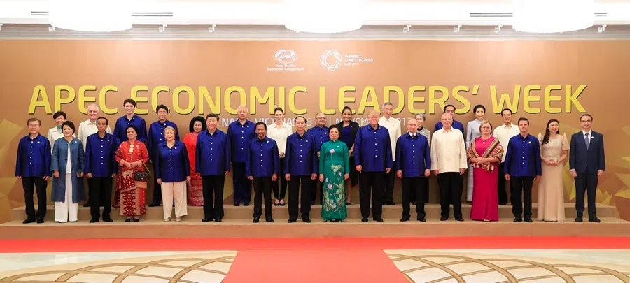 Chinese President Xi Jinping, US President Donald Trump and Russian President Vladimir Putin are among the leaders and spouses pictured here in the family photo taken during the APEC Economic Leaders’ Week, Da Nang, Vietnam, November 2017.