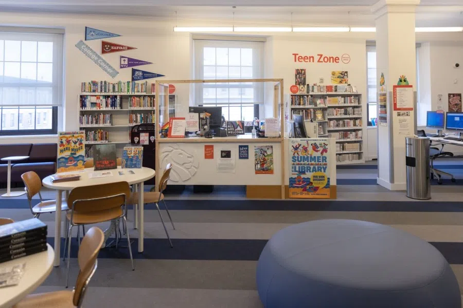 A public library in the Washington Heights neighbourhood of New York, US, on 21 July 2022. (Jeenah Moon/Bloomberg)