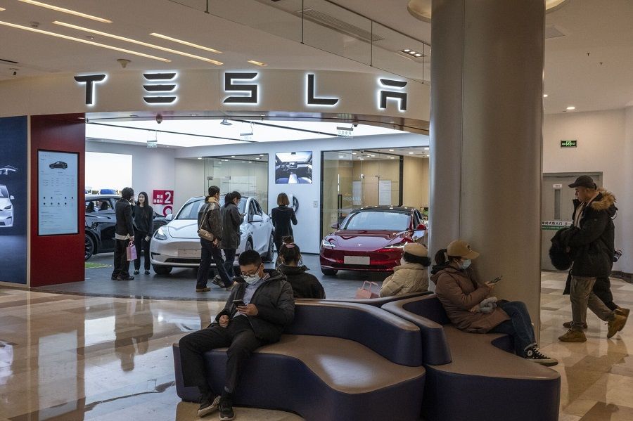 A Tesla showroom in Beijing, China, on 6 January 2024. (Bloomberg)