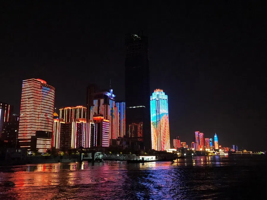The dazzling light show on Yangtze River.