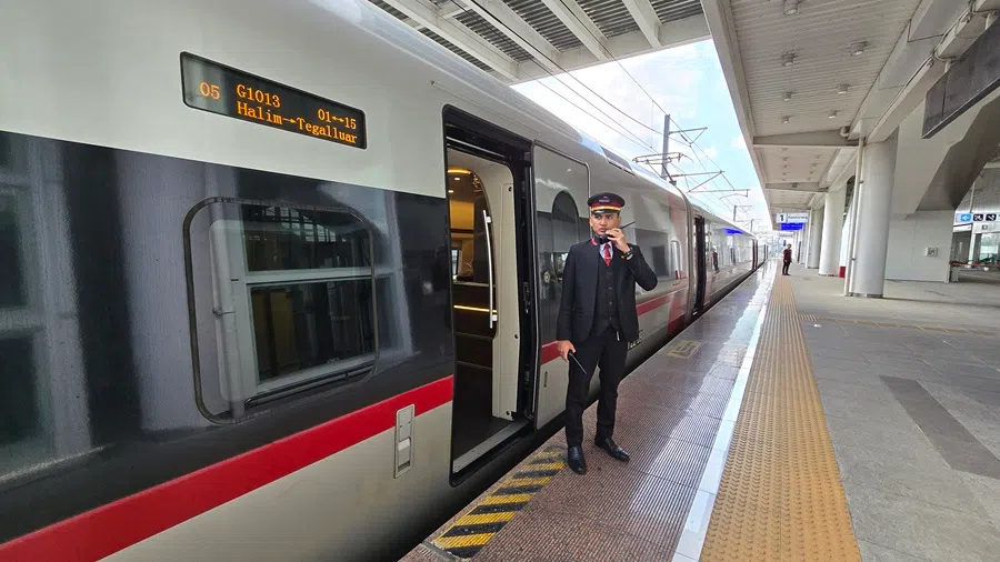 Commuters taking a 20-min feeder train to the Bandung city centre after their Jakarta-Bandung journey on Whoosh train on 30 July 2025. (SPH Media)