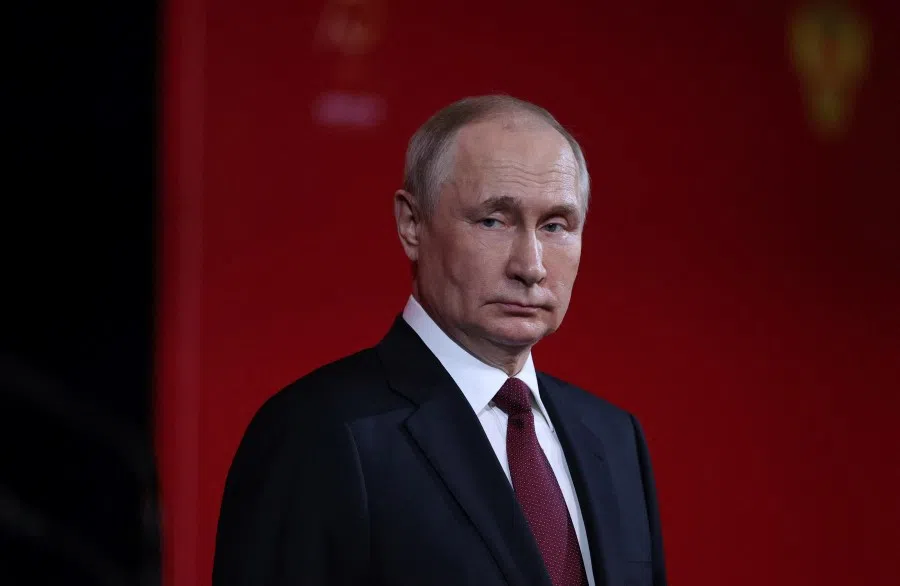 Russian President Vladimir Putin attends a ceremony to mark the 75th anniversary of Federal Medical-Biological Agency, in Moscow, Russia, 9 November 2022. (Sergey Bobylev/Pool via Reuters)