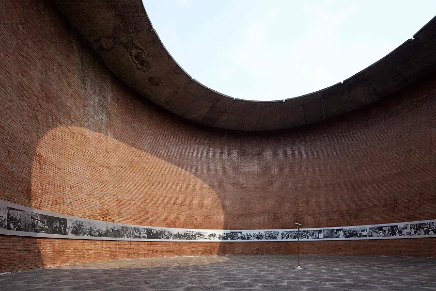 This undated handout photo courtesy of Bi Kejian/The Hyatt Foundation/The Pritzker Architecture Prize shows the “Museum of Clocks”, part of the indepedent Jianchuan Museum Cluster in Chengdu, China. The Pritzker Prize, dubbed the “Nobel” for architecture, was awarded on 4 March 2025, to China’s Liu Jiakun, who was recognised for designs that celebrate “everyday lives”. His projects include the Museum of Clocks in Chengdu, a large circular structure with a skylight that illuminates an interior strip of photographs. (Bi Kejian/The Hyatt Foundation/The Pritzker Architecture Prize/AFP)