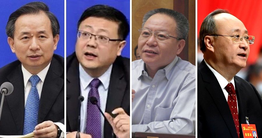 (left to right) Shandong party secretary Li Ganjie (Internet), Beijing mayor Chen Jining (Internet), Hainan party secretary Shen Xiaoming, (SPH Media), and Fujian party secretary Yin Li (CNS).