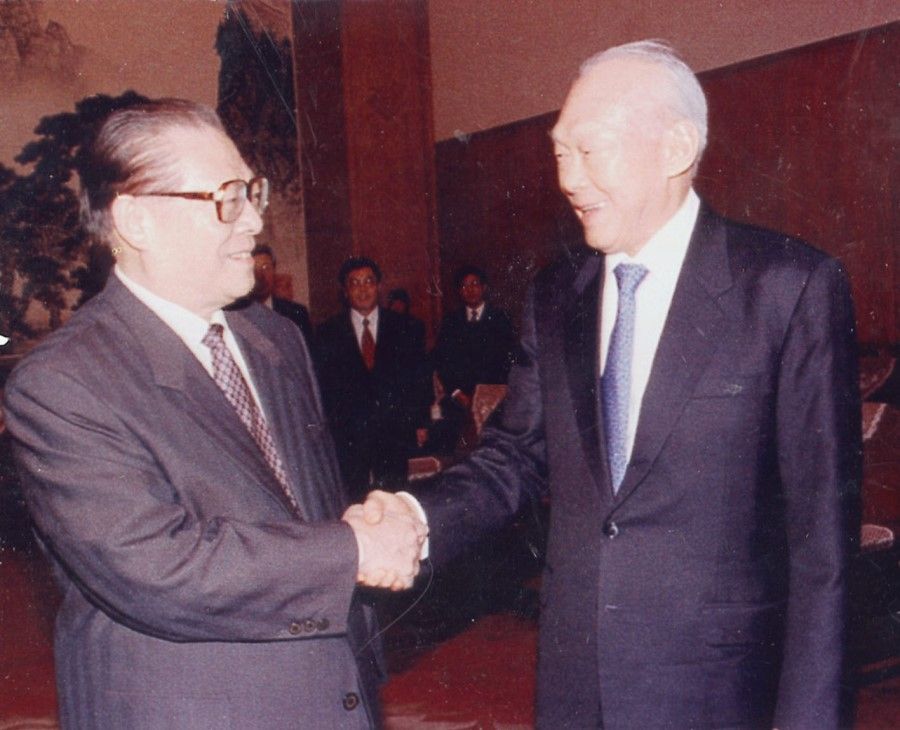 Lee Kuan Yew meeting with President Jiang Zemin, 8 December 1997. (SPH Media)