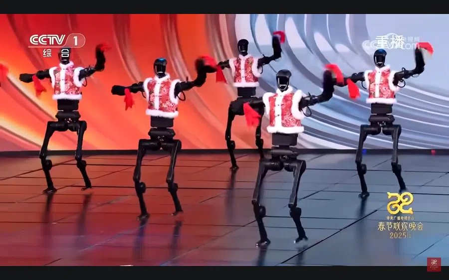 Unitree Robotics’ humanoid robots perform at the Spring Festival Gala 2025. (Screen grab from YouTube/CCTV春晚)