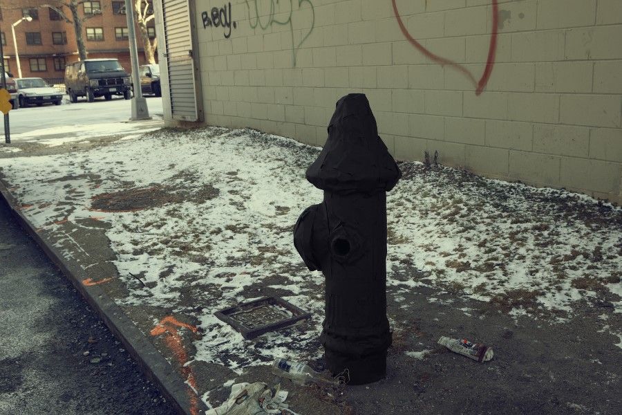John Clang, Silhouette/Urban Intervention (Black Tape) - Fire Hydrant, 2009.