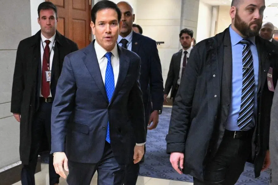 US Secretary of State Marco Rubio leaves after briefing senators on US military action in Iran, at the US Capitol in Washington, DC, on 3 March 2026. (Mandel Ngan/AFP)