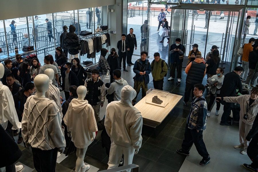 Customers during the opening of the Nike Inc. Jordan World of Flight store in Beijing, China on 23 March 2024. (Bloomberg)