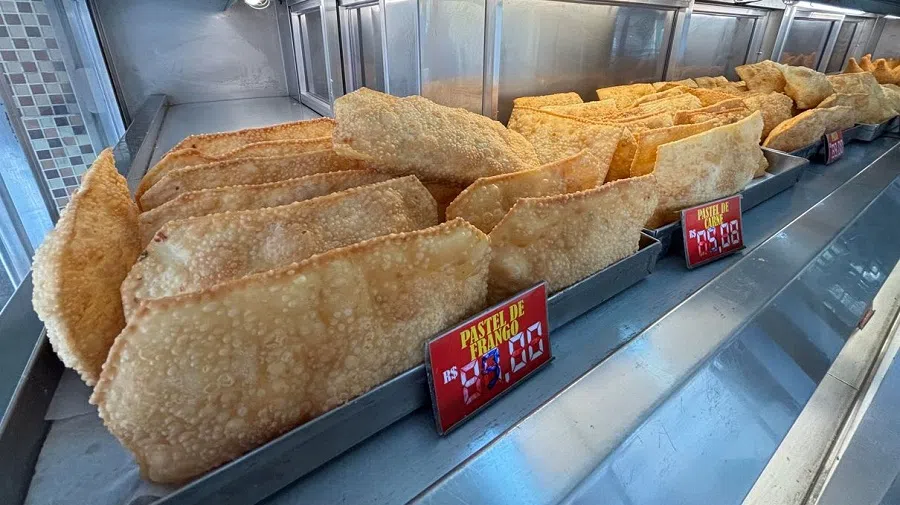 Pastel pastries sold in Brazil.