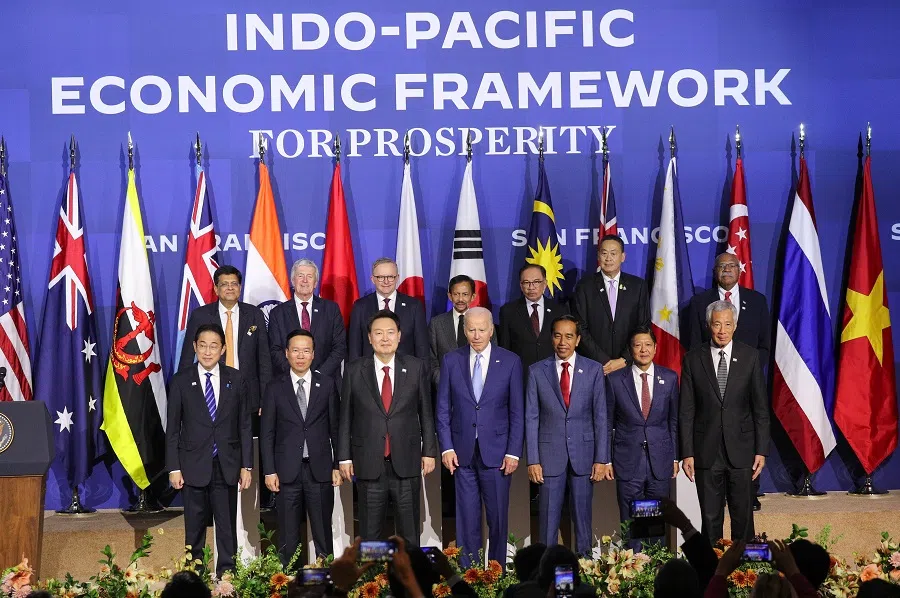 Members of the US-led Indo-Pacific Economic Framework for Prosperity at the APEC Summit in San Francisco, US, 2023. (Singapore Ministry of Communications and Information)