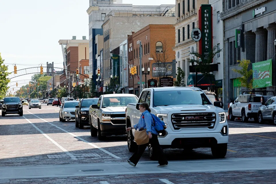 The streets of the US rust belt city of Flint, Michigan, on 17 September 2024. (Jeff Kowalsky/AFP)
