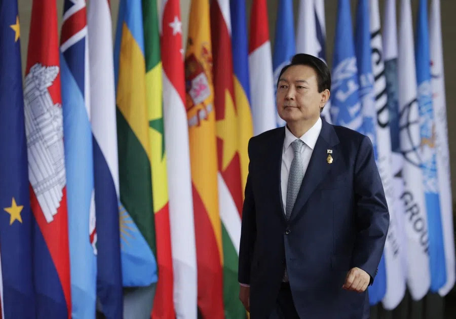 South Korea's President Yoon Suk-yeol arrives for the G20 Leaders' Summit in Nusa Dua, on the Indonesian resort island of Bali on 15 November 2022. (Mast Irham/AFP)