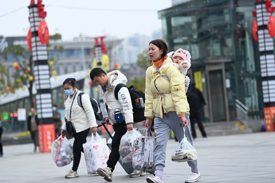 People walk outside Chongqing North Station North Square in Chongqing, China, 15 February 2023. (CNS)