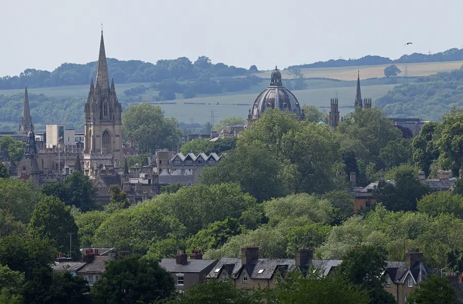 General view of Oxford city centre, including buildings of the University of Oxford, Oxford, Britain, on 16 June 2023. (Toby Melville/Reuters)