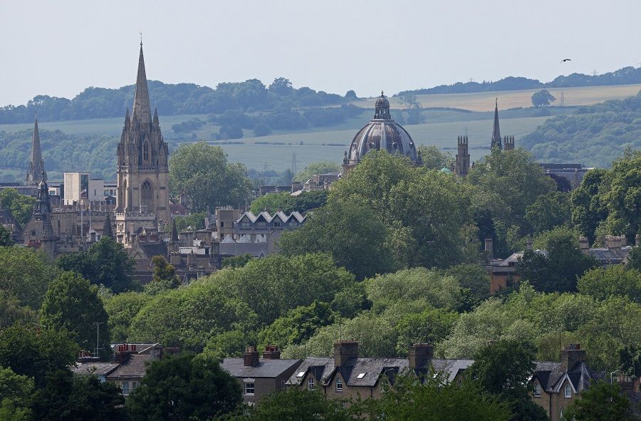 General view of Oxford city centre, including buildings of the University of Oxford, Oxford, Britain, on 16 June 2023. (Toby Melville/Reuters)