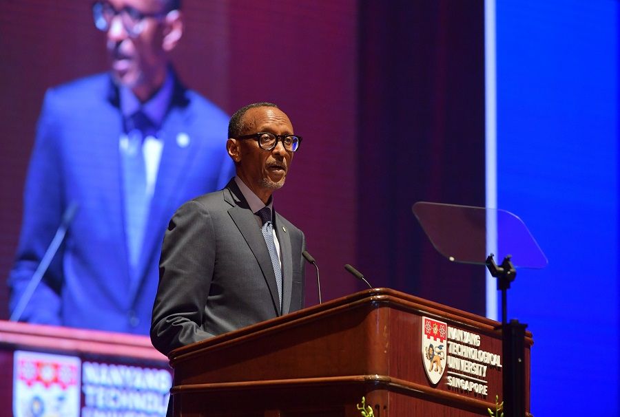 Rwanda President Paul Kagame visits the Nanyang Technological University in Singapore to deliver the Majulah Lecture about developments in Rwanda on 30 September 2022. (SPH Media)