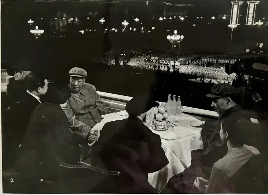 On 1 May 1970, during the May Day celebrations in China, Chairman Mao Zedong specially arranged for Sihanouk to sit next to him, to show his full support.