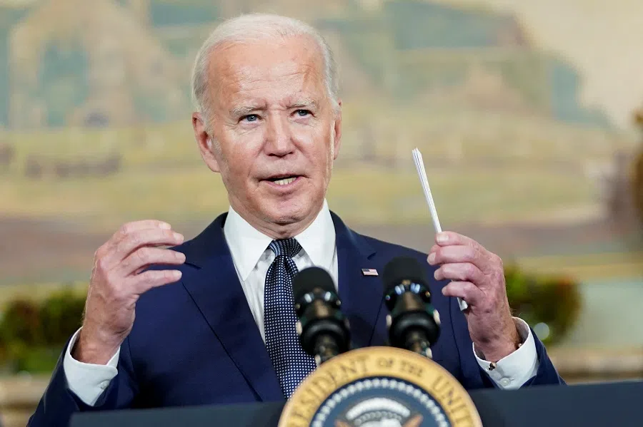 US President Joe Biden holds a press conference about his meeting with Chinese President Xi Jinping in Woodside, California, US, on 15 November 2023. (Kevin Lamarque/Reuters)