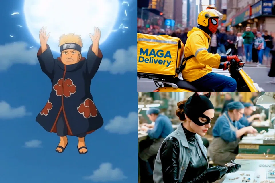 A collage of online memes responding to Trump’s tariff policies. (Yi Jina and internet)