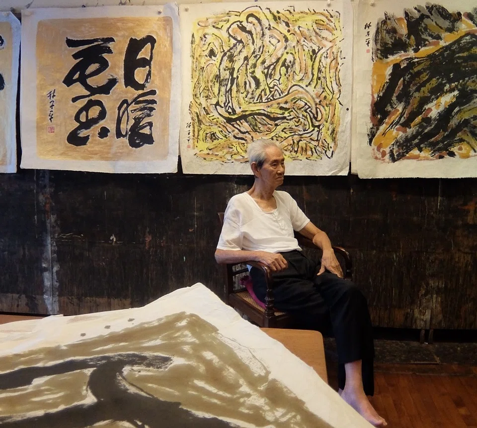 Lim Tze Peng in his studio, still trying out new ideas.
