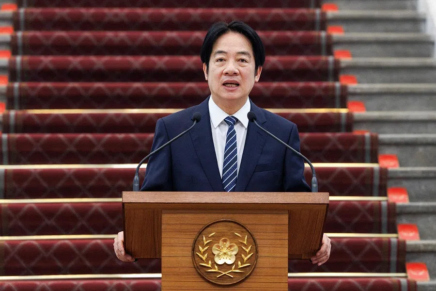 Taiwan’s President Lai Ching-te delivers an address to mark the first anniversary of his inauguration at the Presidential Office in Taipei on 20 May 2025. (Cheng Yu-chen/AFP)