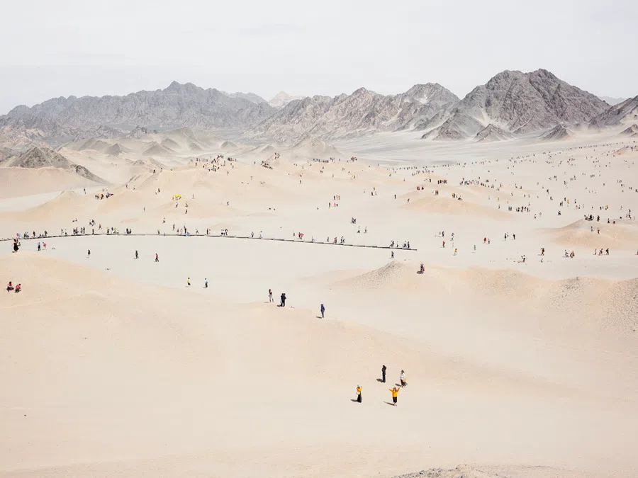 People taking photos at Heidu Mountain scenic area.